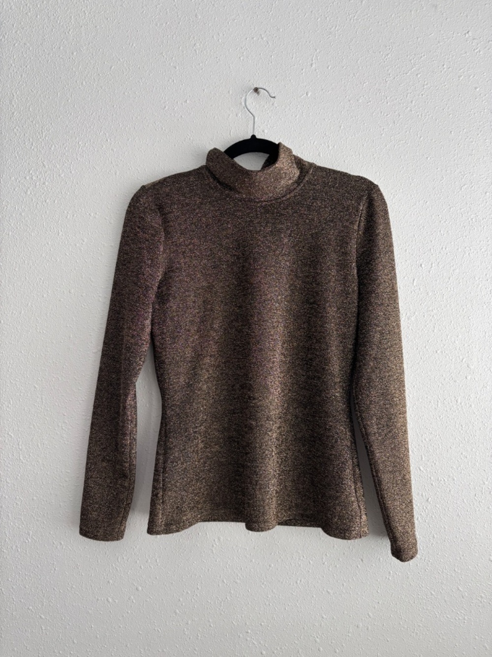 Sezane Black Gold Metallic Omaya Turtleneck Long Sleeve Blouse - Size M - Picture 5 of 6